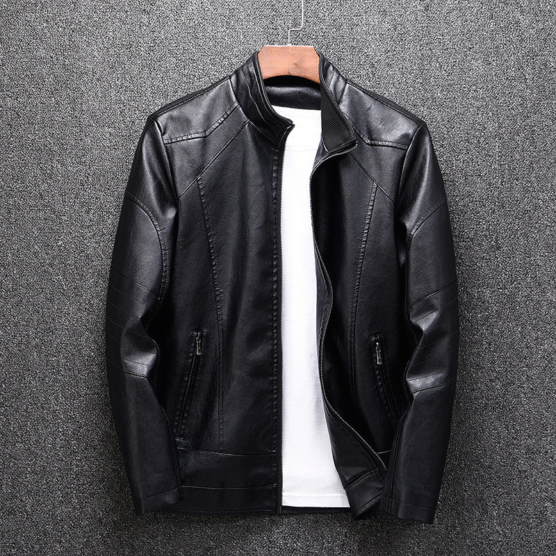 Men's faux leather jacket with modern chic and style accents