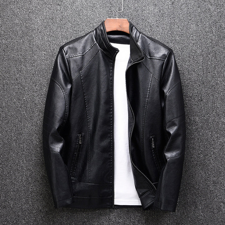 Men's faux leather jacket with modern chic and style accents