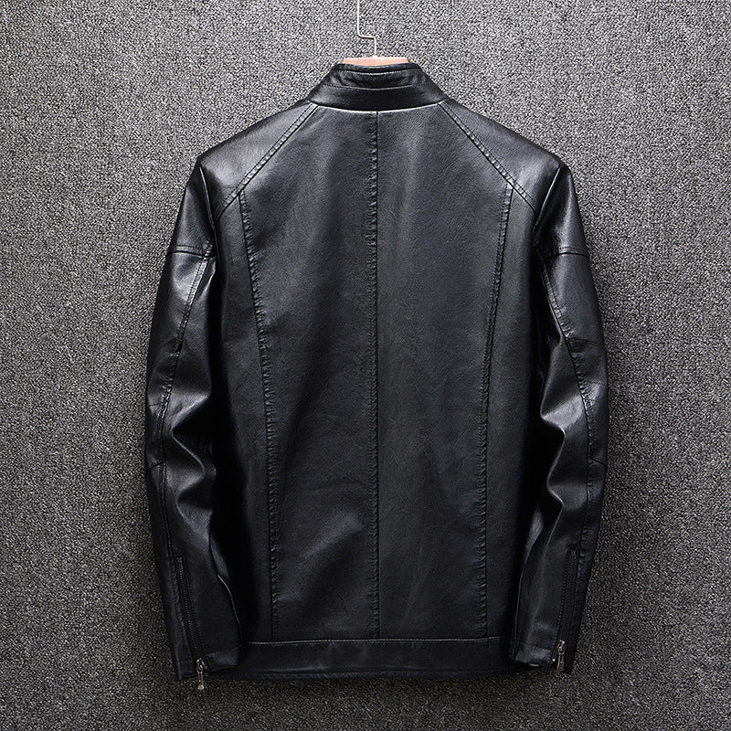 Men's faux leather jacket with modern chic and style accents