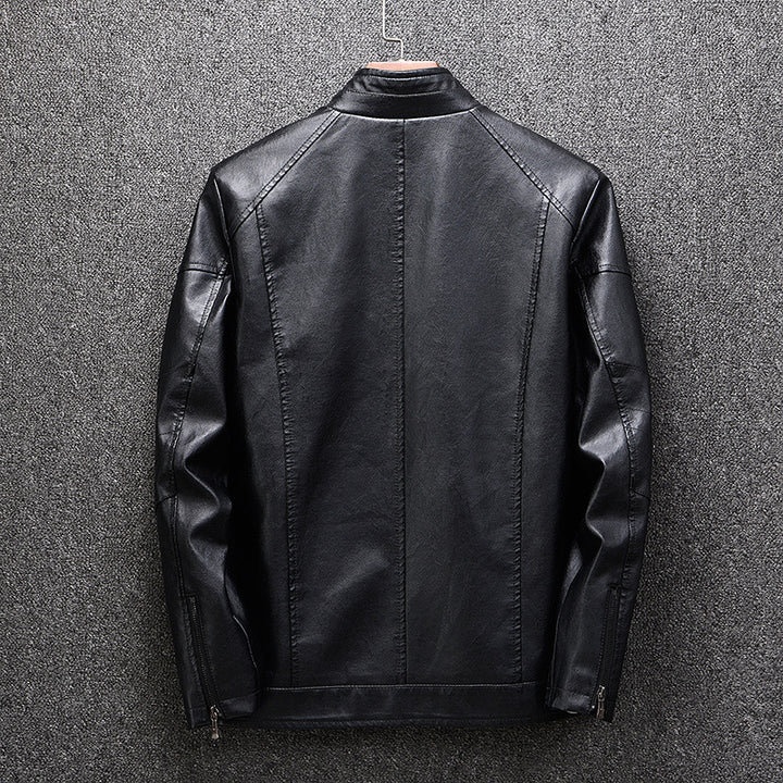 Men's faux leather jacket with modern chic and style accents