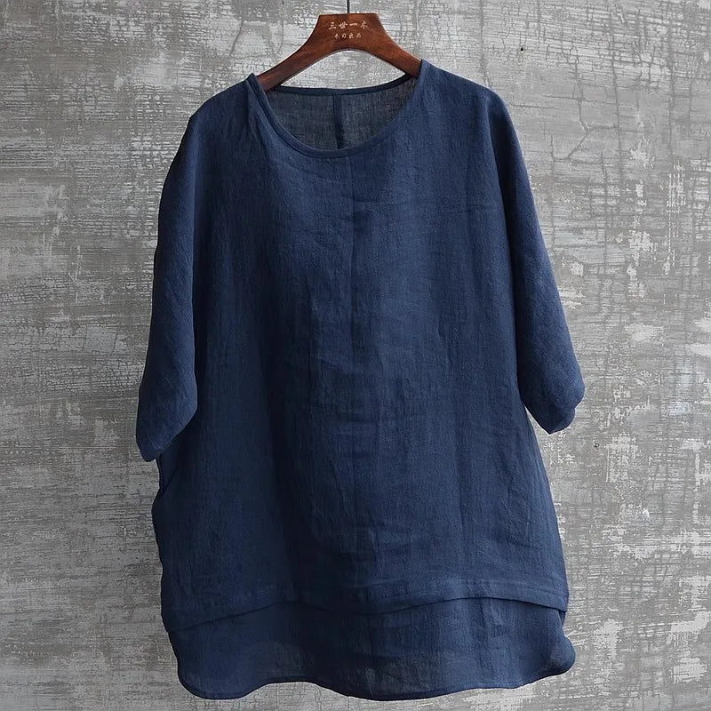 Women Relaxed Fit Linen T-Shirt Lune London