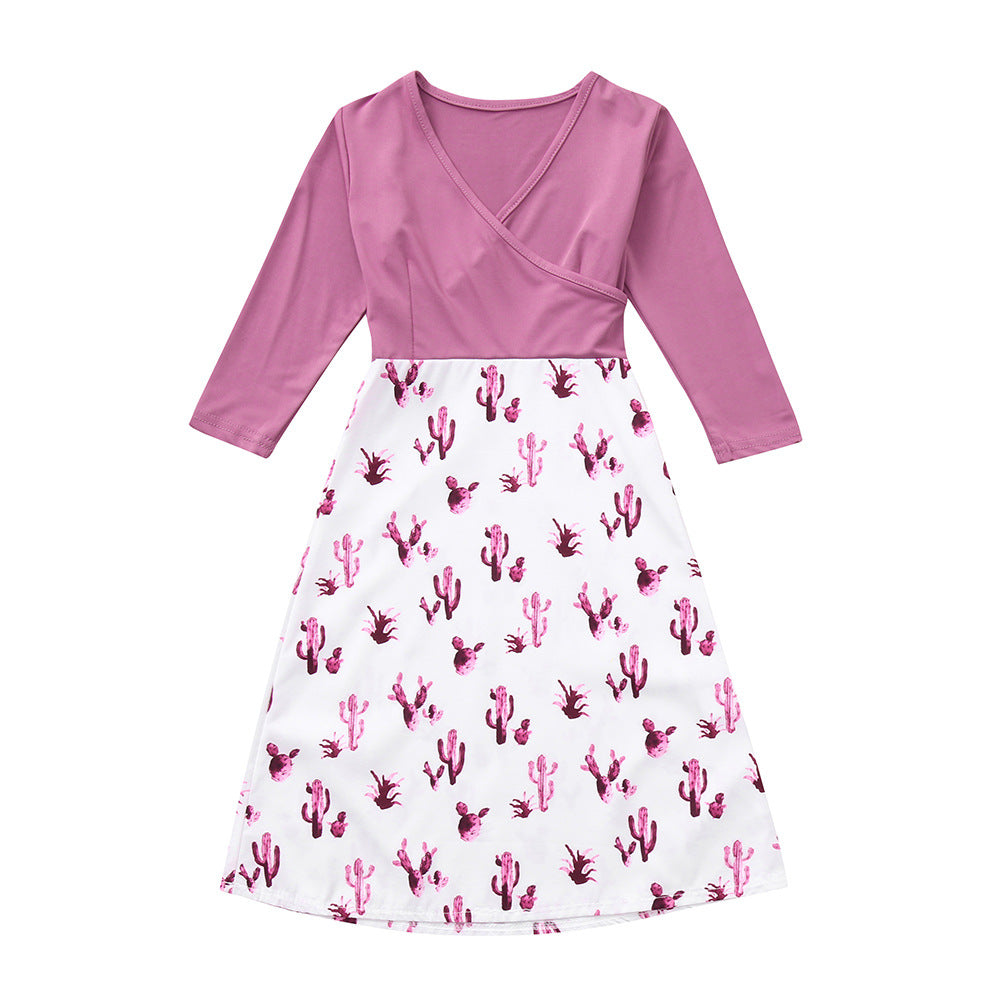 Women's wrap dress with striking cactus print and long sleeves Lune London