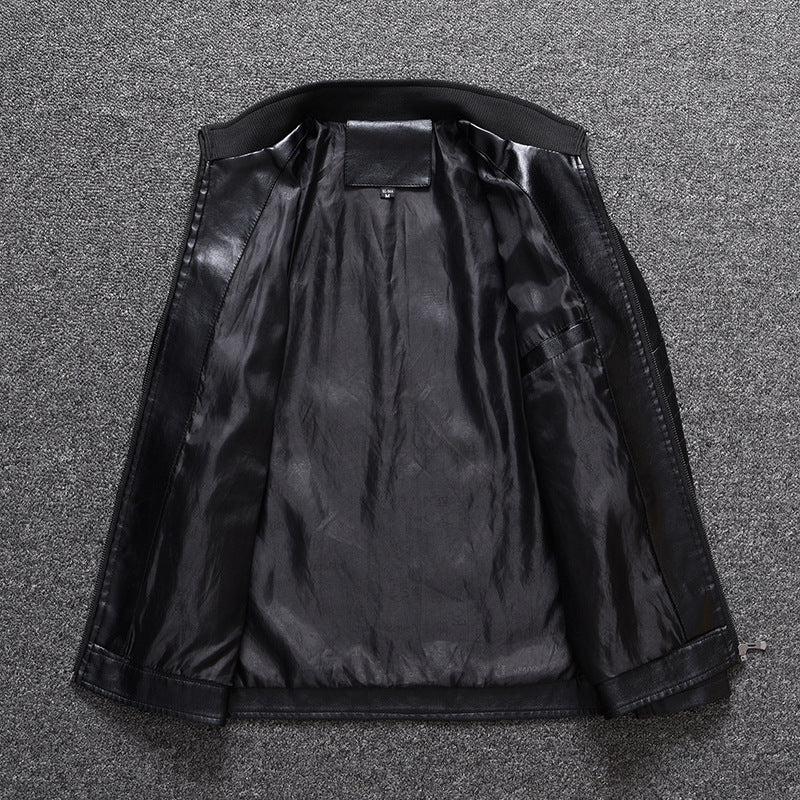 Men's faux leather jacket with modern chic and style accents