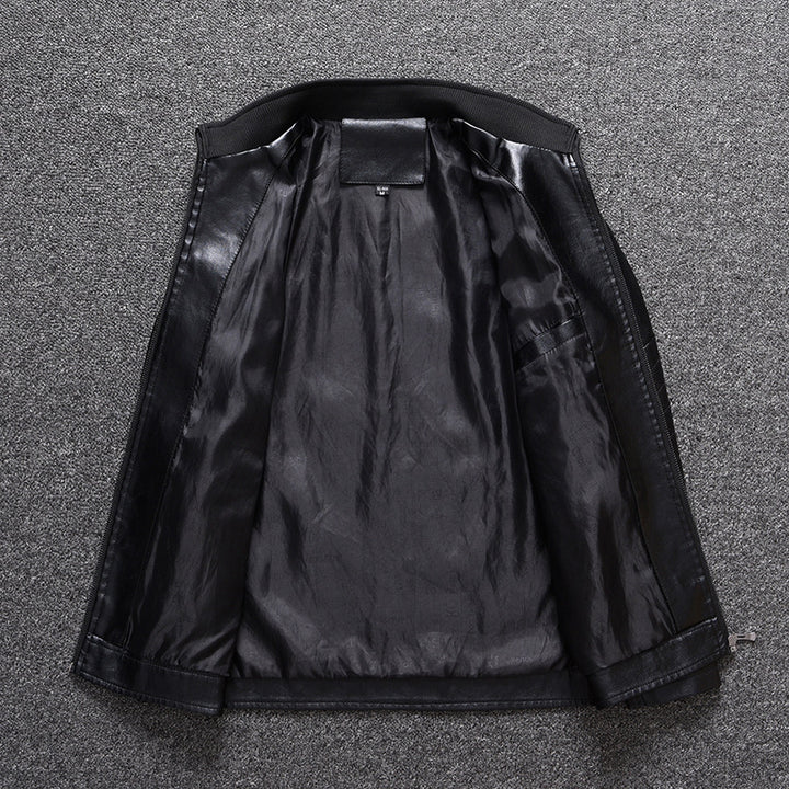 Men's faux leather jacket with modern chic and style accents