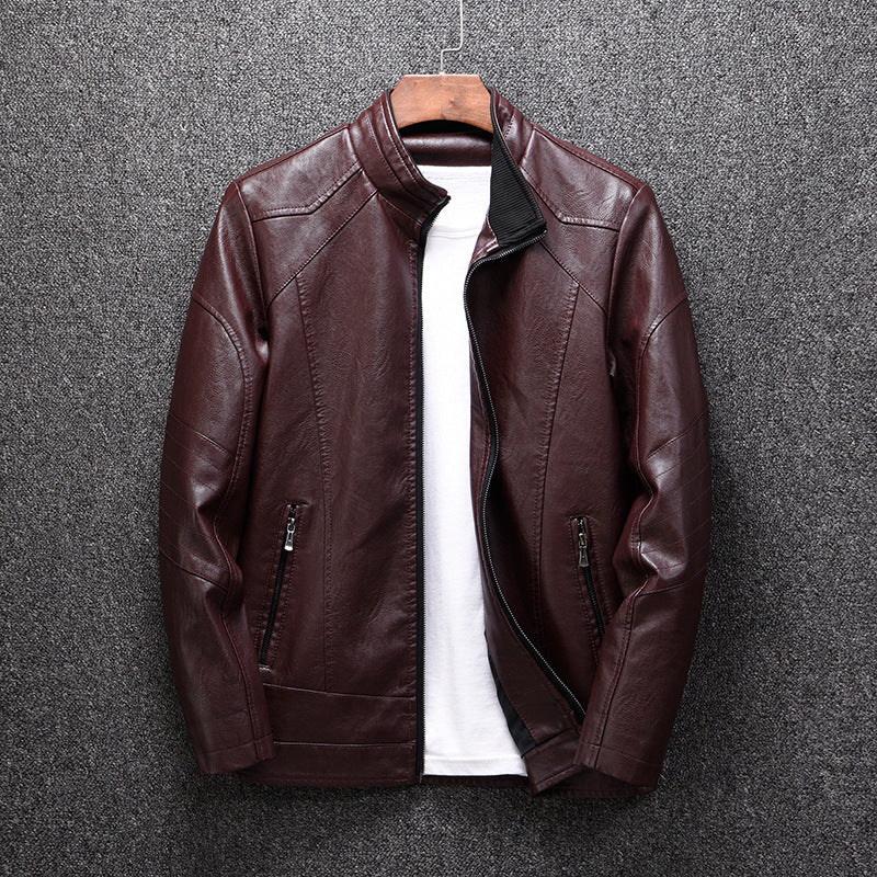 Men's faux leather jacket with modern chic and style accents