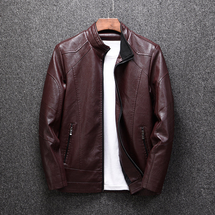 Men's faux leather jacket with modern chic and style accents