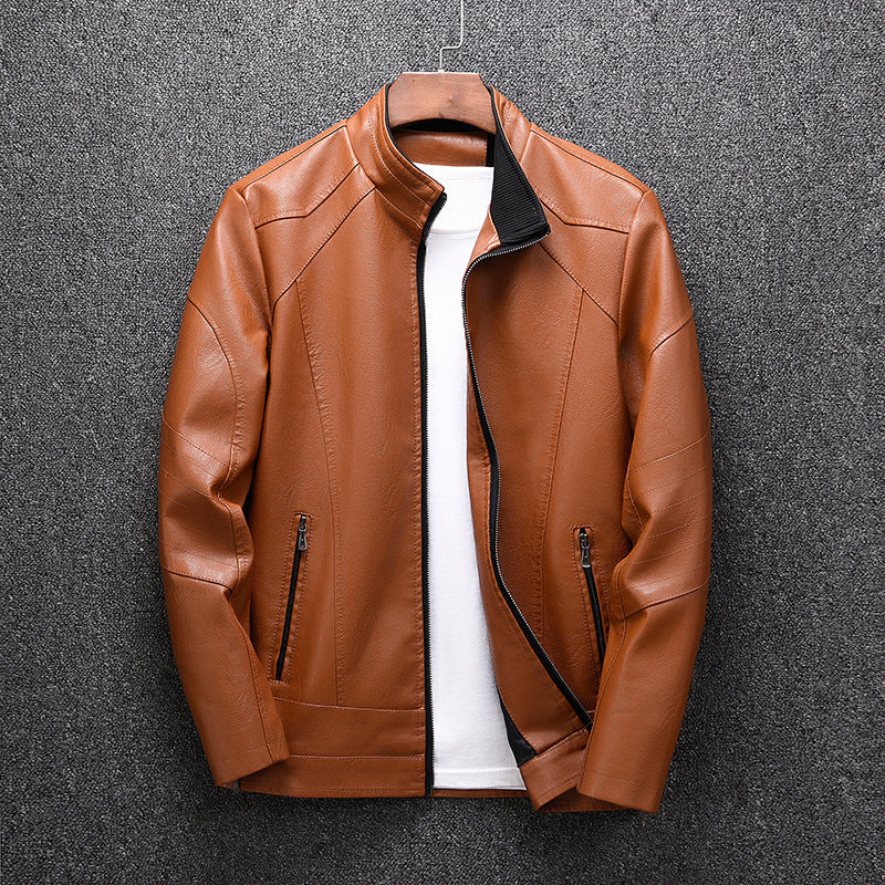Men's faux leather jacket with modern chic and style accents