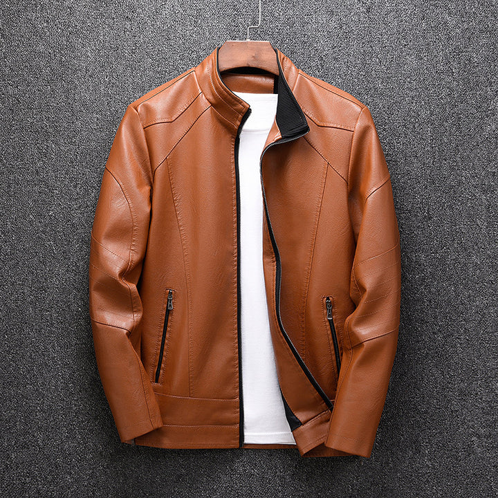 Men's faux leather jacket with modern chic and style accents