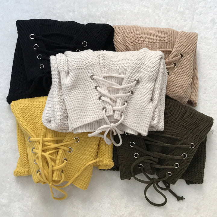 Trendy knit sweater for women with decorative lacing detail and relaxed fit Lune Londonl