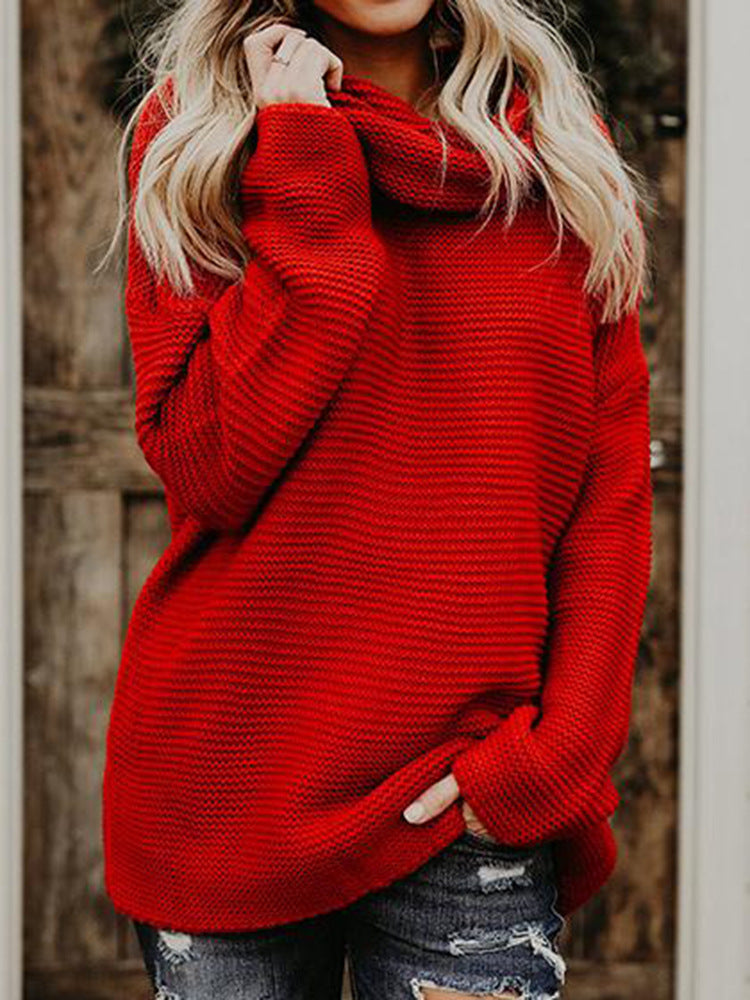 Knitted women's sweater with high collar in soft material Lune Londonl