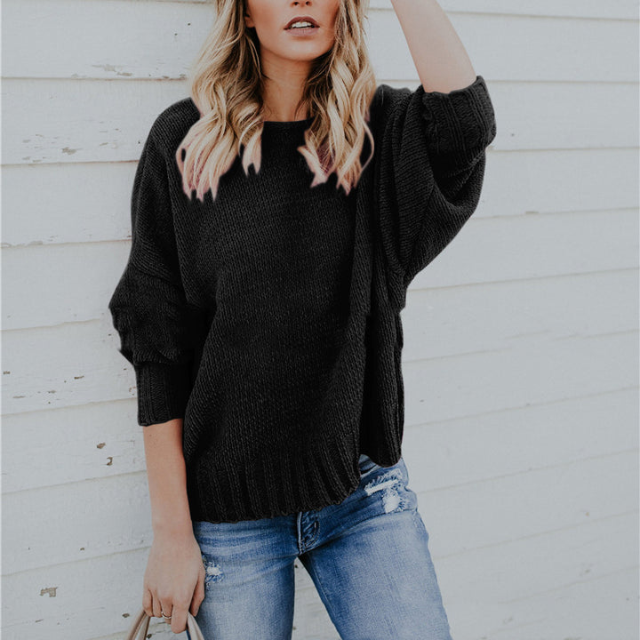 Oversized knitted sweater for women with a casual wrap design and a deep back neckline Lune London