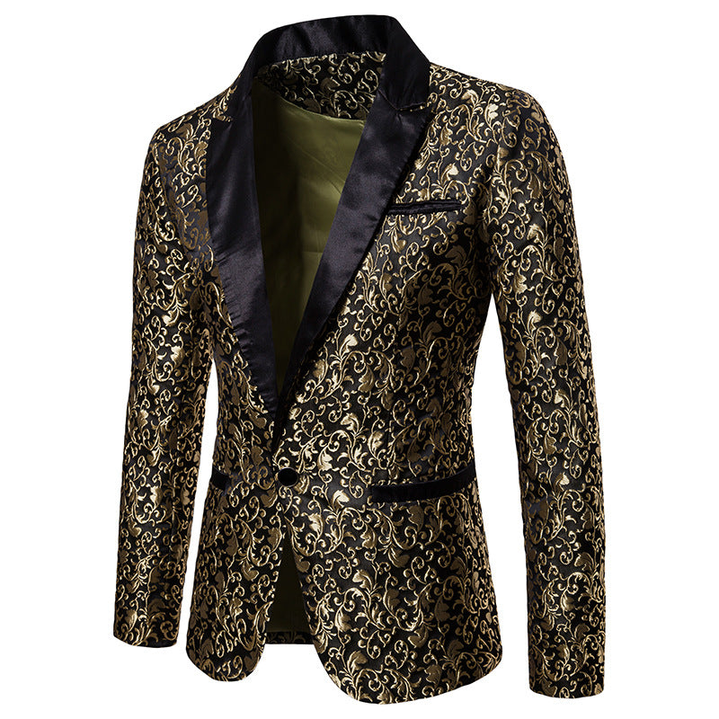 Men's elegant blazer with elaborate pattern and satin trim Lune London