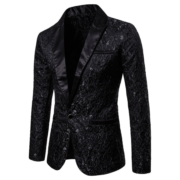 Men's elegant blazer with elaborate pattern and satin trim Lune London