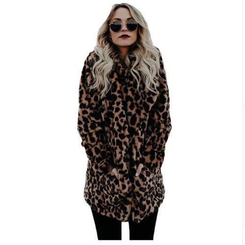 Ladies Faux Fur Leopard Print Jacket with Trendy Casual Cut Lune London