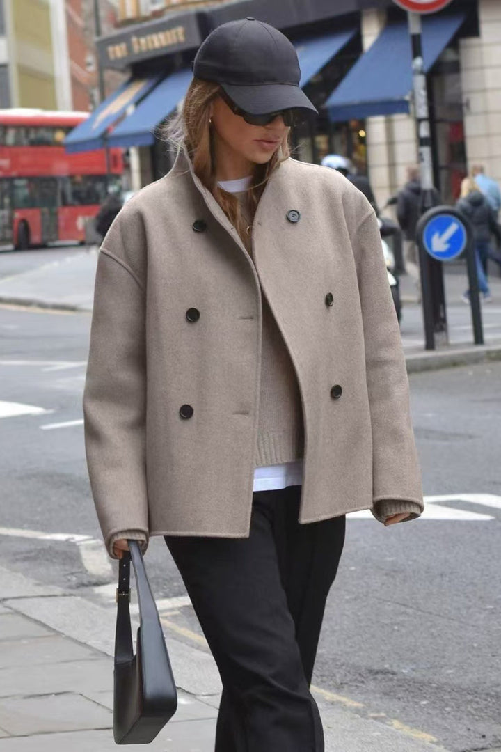 Lune London | Wool Stand Collar Long Jacket