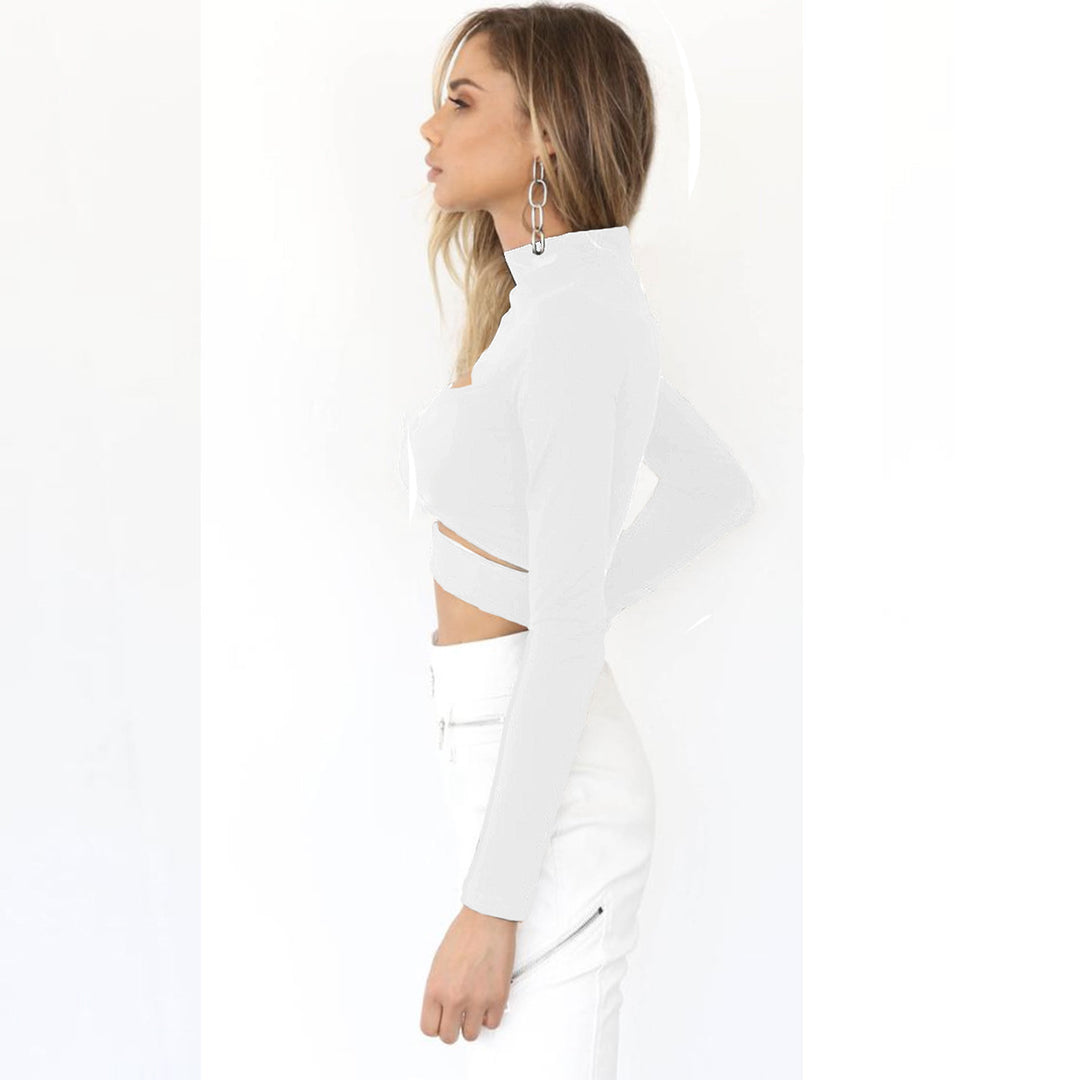 Ladies Crop Top with high collar and cut-outs Lune London