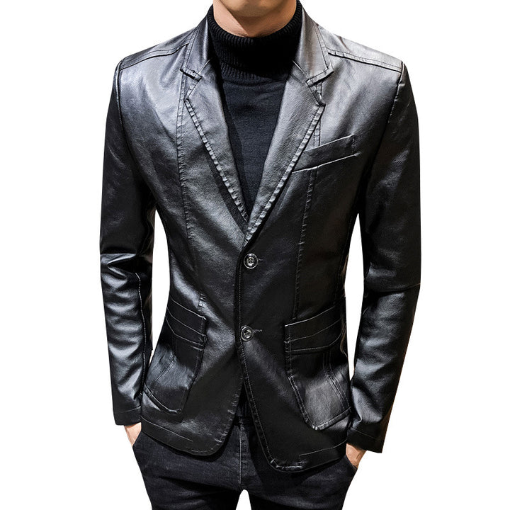 Trendy faux leather blazer for men with a slim fit Lune London