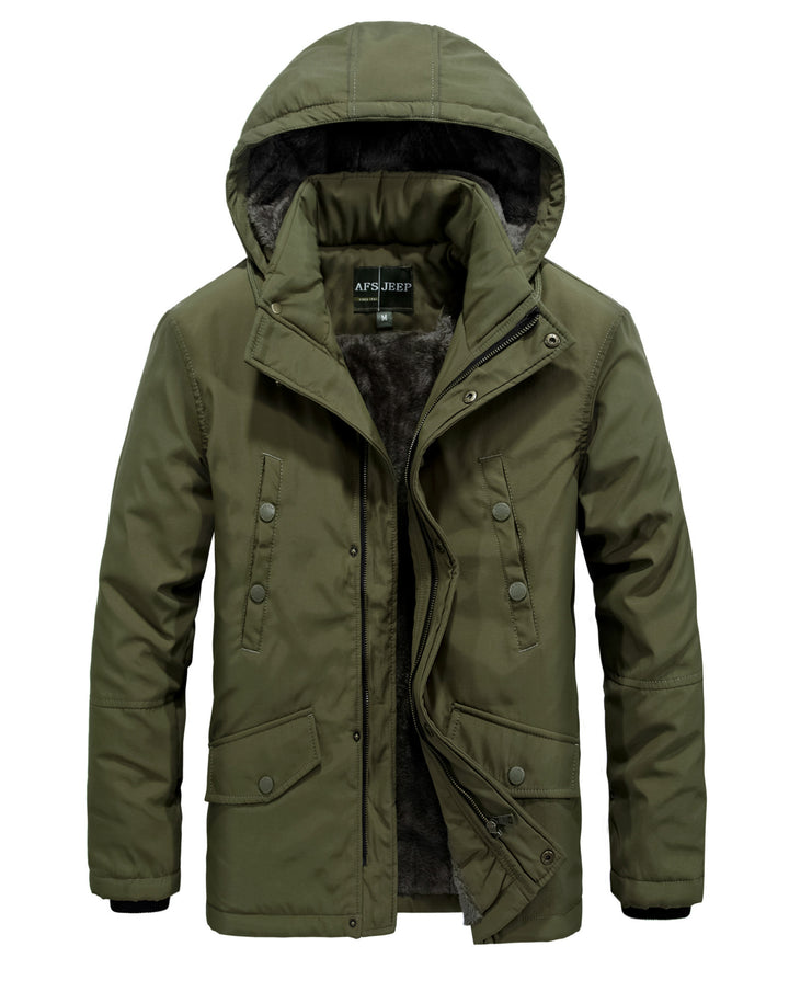 Winter jacket for men lined with removable hood Lune London