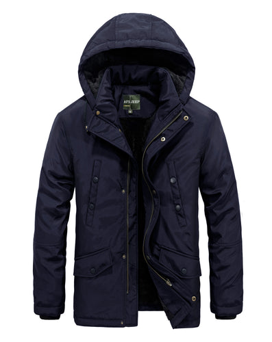 Winter jacket for men lined with removable hood Lune London