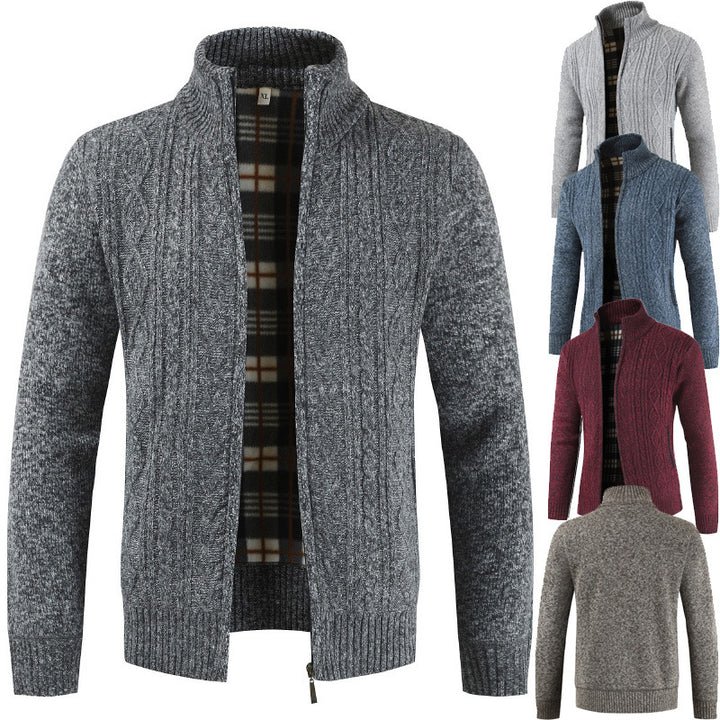 Men's knitted jacket with zipper and high collar Lune London