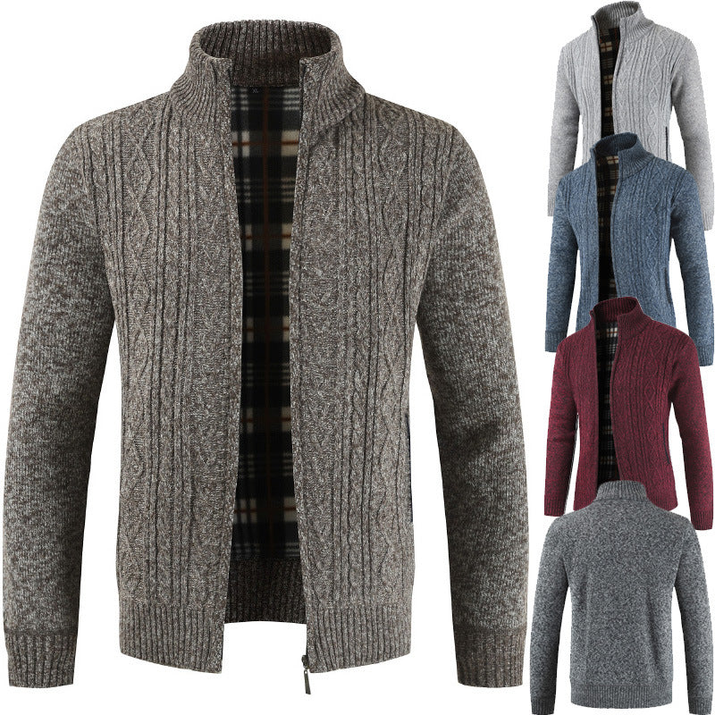 Men's knitted jacket with zipper and high collar Lune London