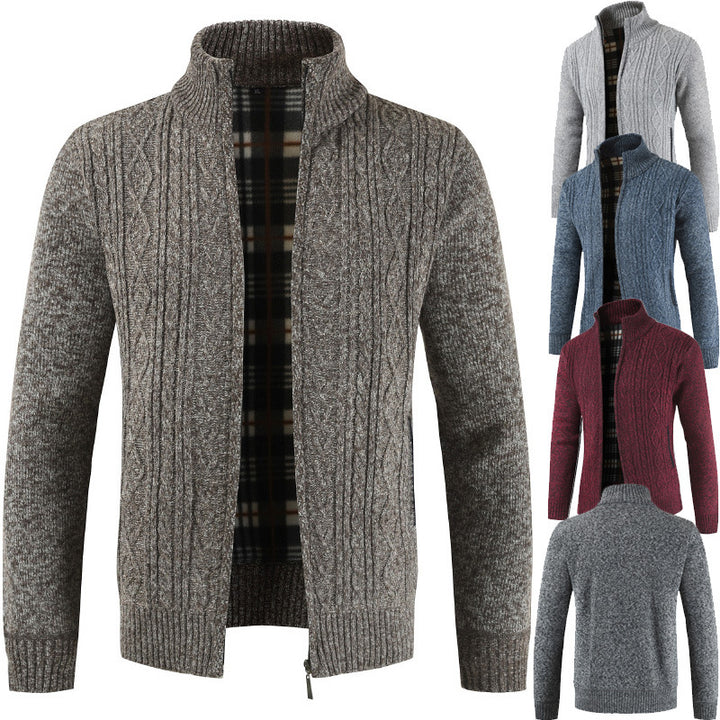 Men's knitted jacket with zipper and high collar Lune London