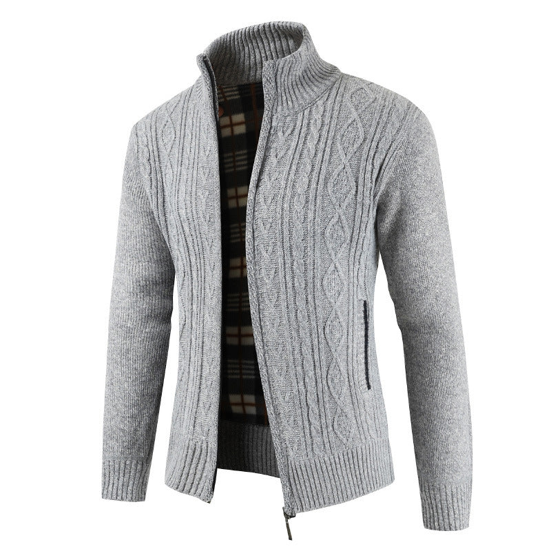 Men's knitted jacket with zipper and high collar Lune London