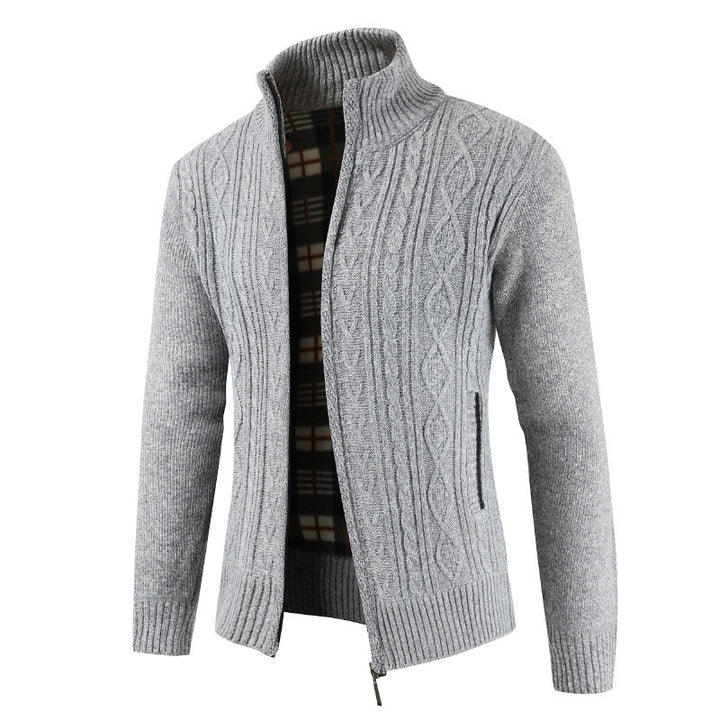 Men's knitted jacket with zipper and high collar Lune London