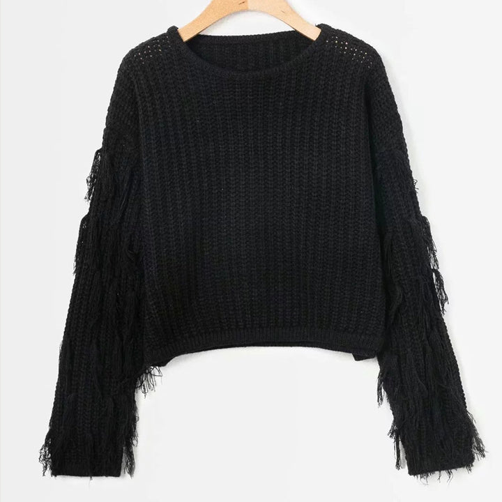 Knitted sweater for women with fringed sleeves and a trendy cut Lune London