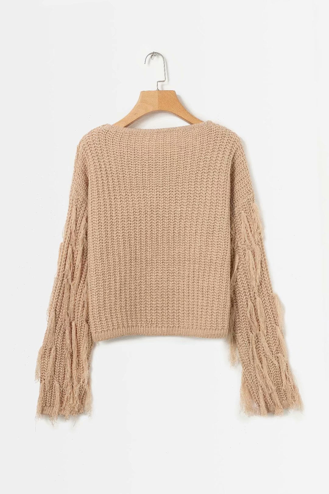 Structured sweater for women with original fringed sleeves Lune London