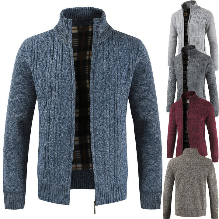 Men's knitted jacket with zipper and high collar Lune London