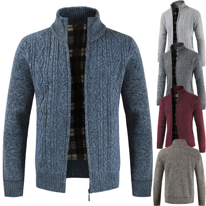 Men's Zip-Up Cardigan with Stand-Up Collar Lune London