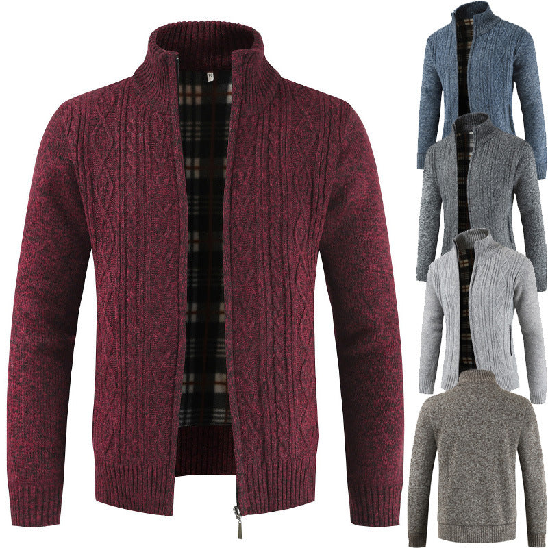 Men's knitted jacket with zipper and high collar Lune London
