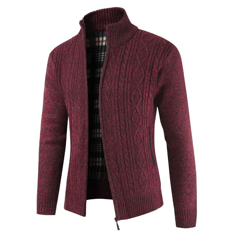 Men's knitted jacket with zipper and high collar Lune London