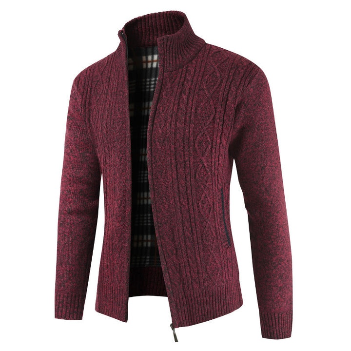 Men's knitted jacket with zipper and high collar Lune London
