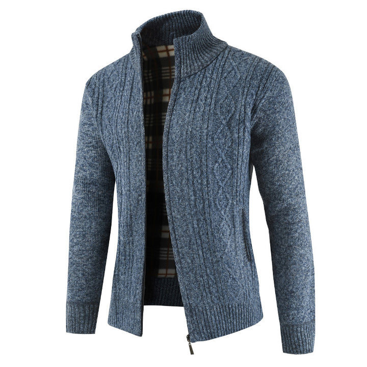 Men's knitted jacket with zipper and high collar Lune London