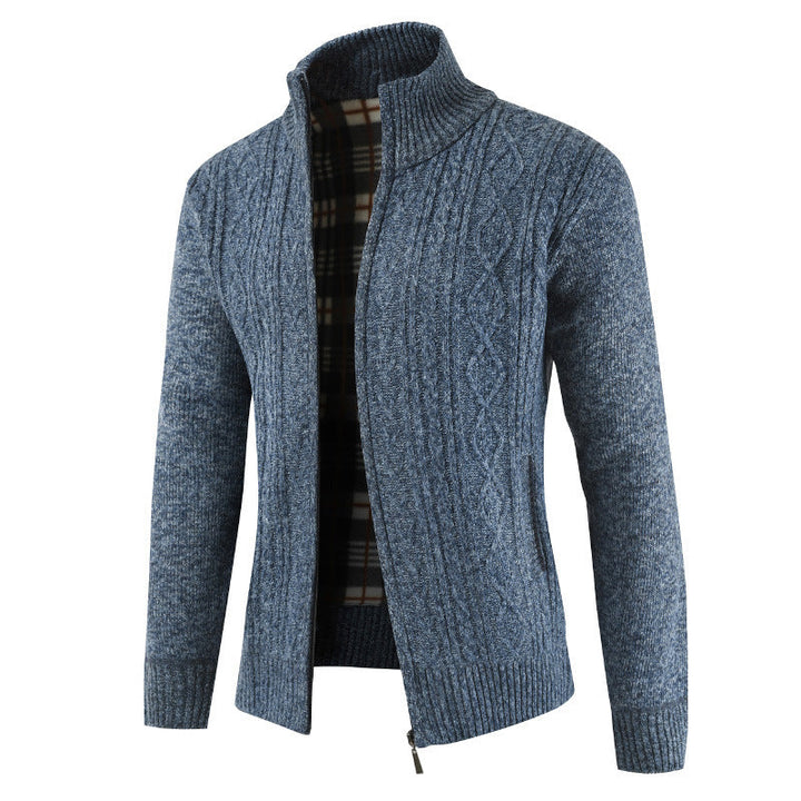 Men's Zip-Up Cardigan with Stand-Up Collar Lune London