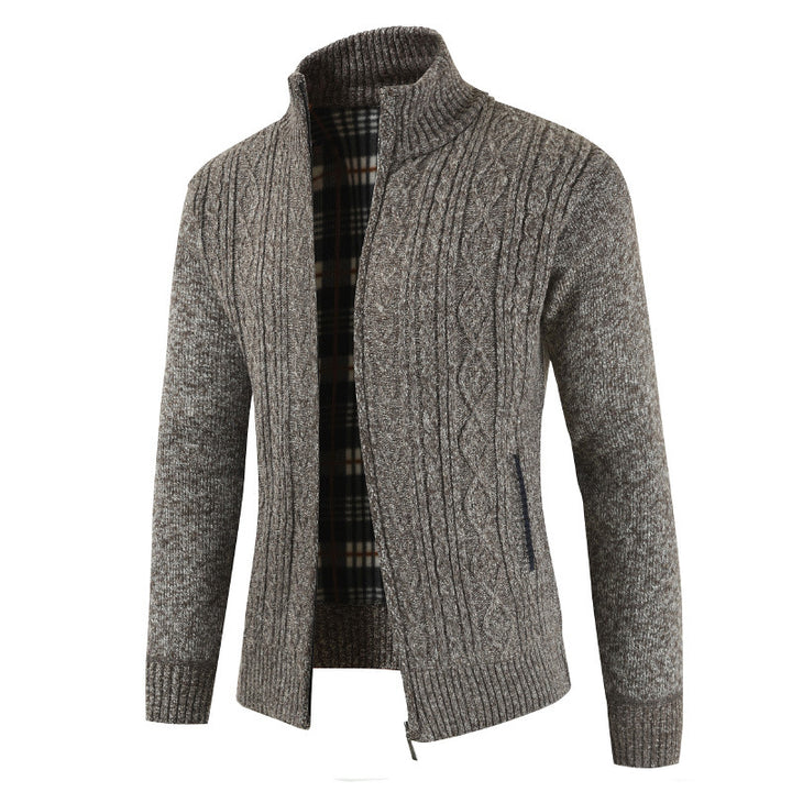 Men's knitted jacket with zipper and high collar Lune London
