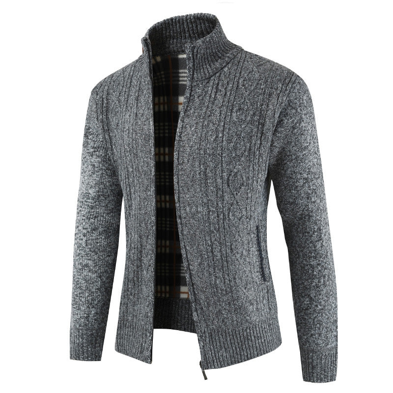 Men's knitted jacket with zipper and high collar Lune London