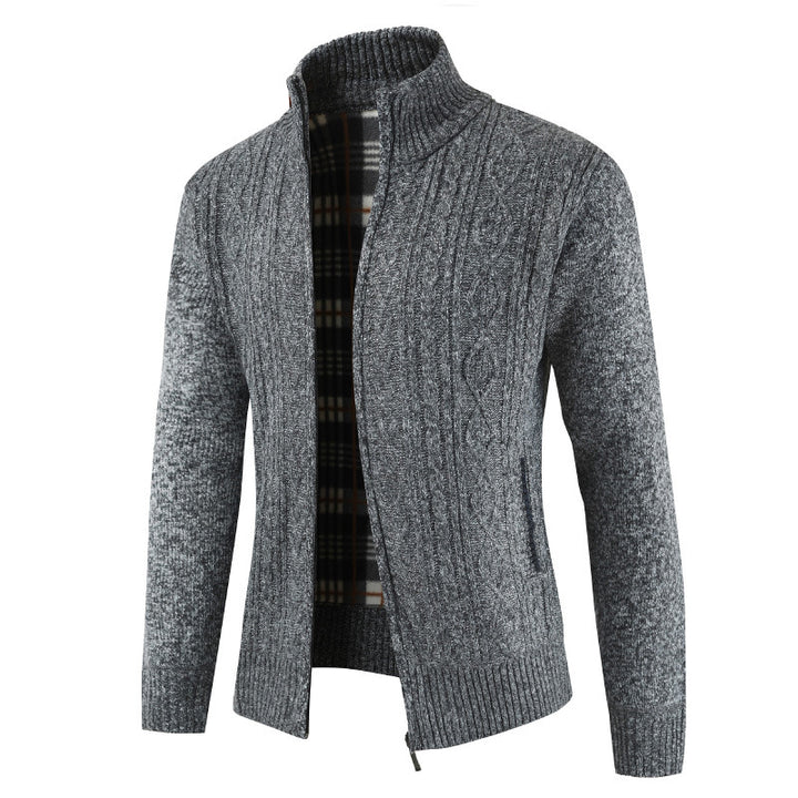 Men's knitted jacket with zipper and high collar Lune London