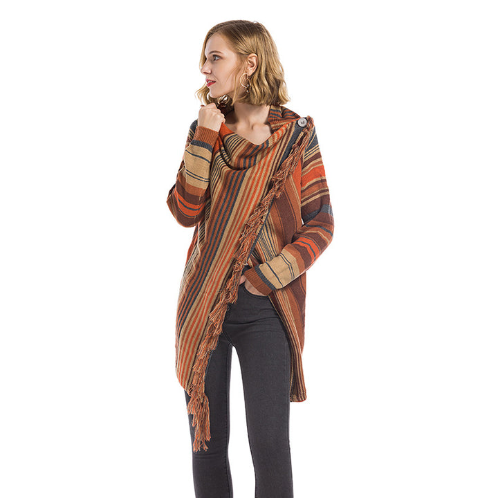 Lady cardigan with asymmetrical cut and fringes Lune London