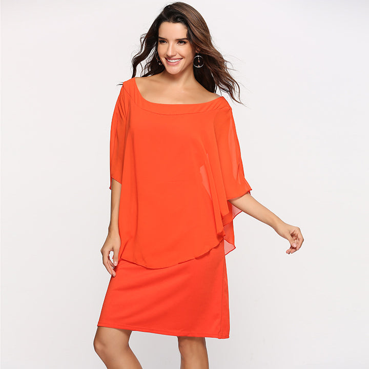Women's elegant evening dress with flowing overlay Lune London