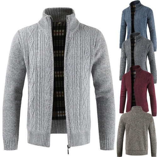 Men's knitted jacket with zipper and high collar Lune London