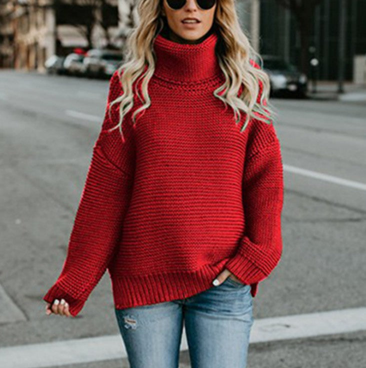 Pull femme en tricot épais avec col montant et design texturé Chic & Stil