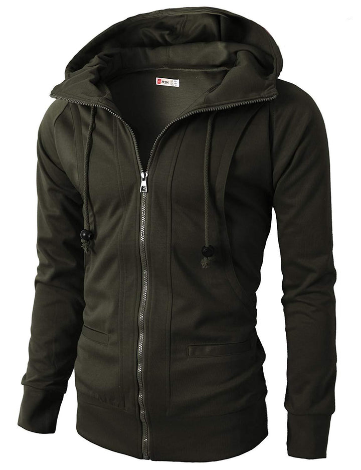 Sporty zip-up hoodie jacket for men with functional pockets and elastic finish Lune London