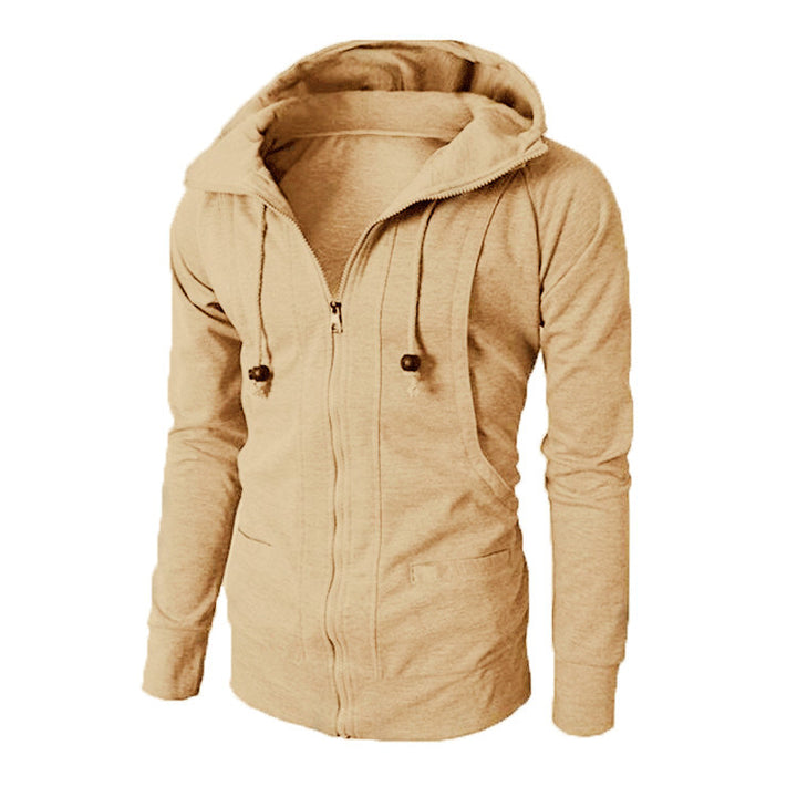 Sporty zip-up hoodie jacket for men with functional pockets and elastic finish Lune London