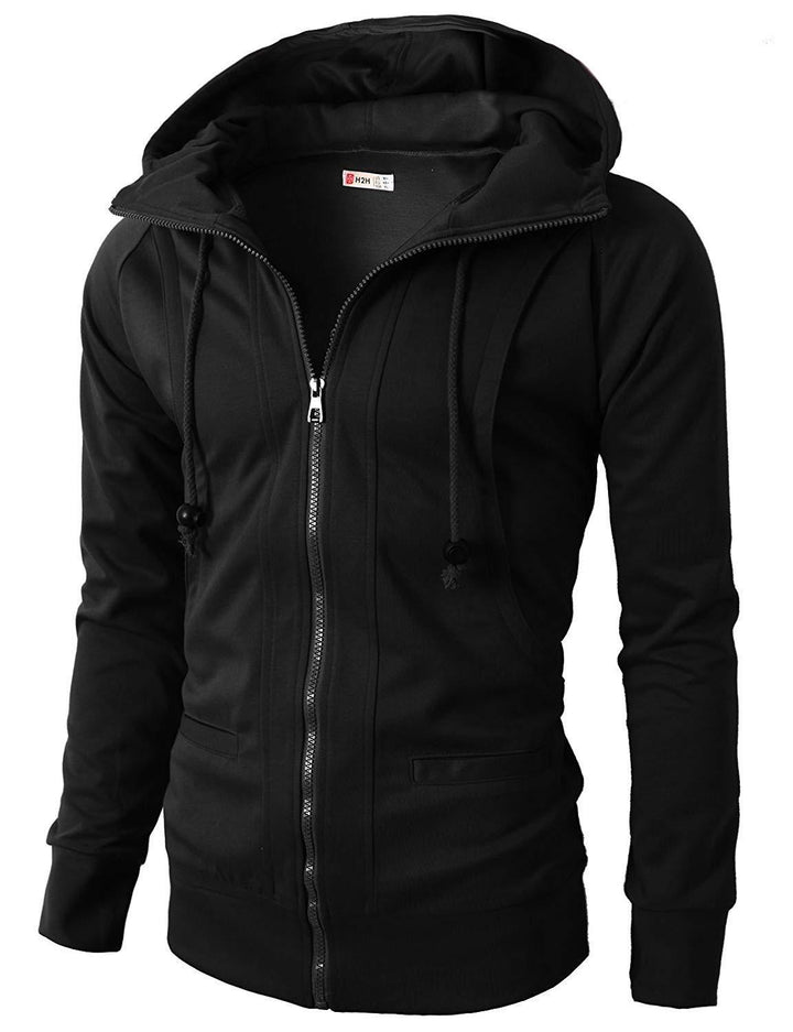 Sporty zip-up hoodie jacket for men with functional pockets and elastic finish Lune London