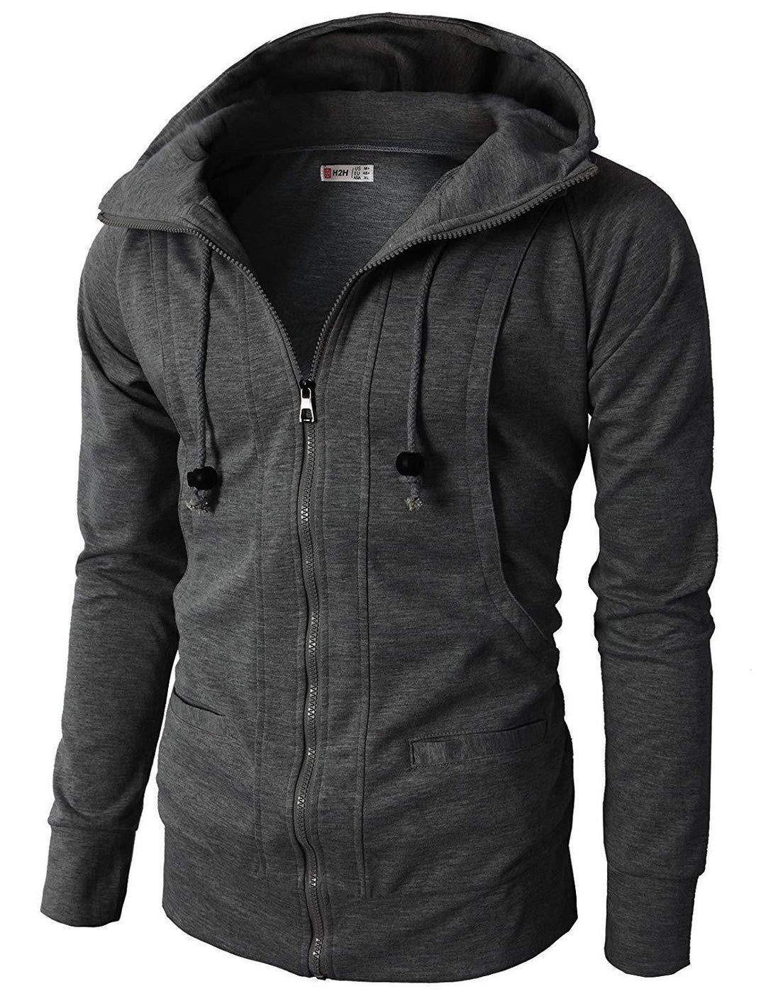 Sporty zip-up hoodie jacket for men with functional pockets and elastic finish Lune London