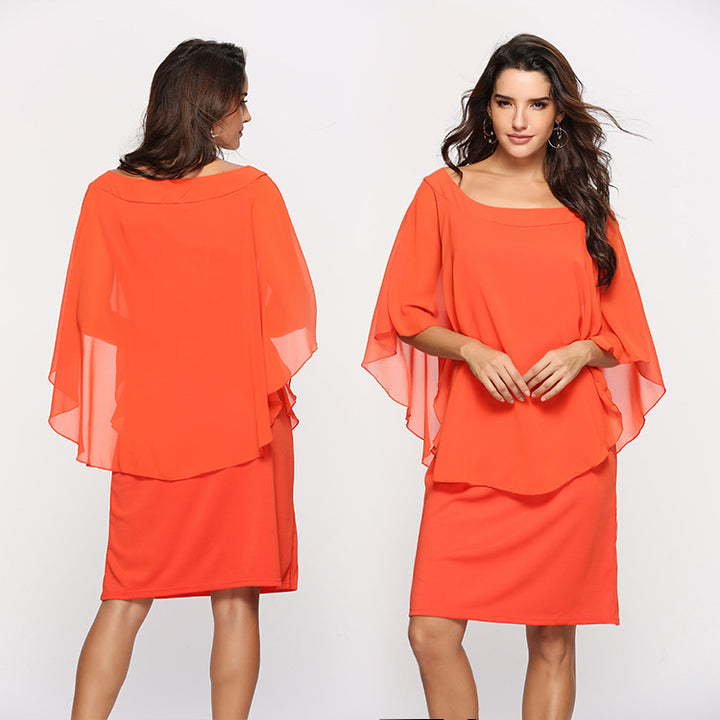 Women's elegant evening dress with flowing overlay Lune London