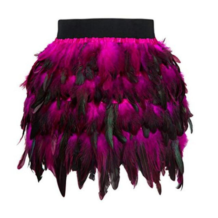 Women's feather skirt with eye-catching design and elastic waistband